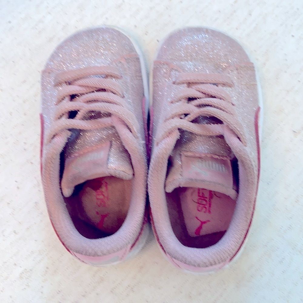 Baby Girl Pink Sparkly Puma Shoes - Picture 3 of 6